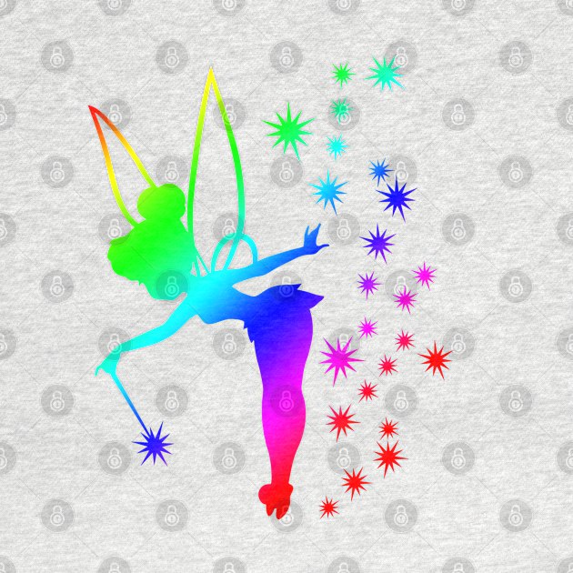 Rainbow Tinkerbell Ombre Sillhouette by ijsw